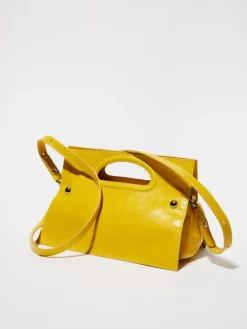 Bookbag glossy-leather bag - yellow