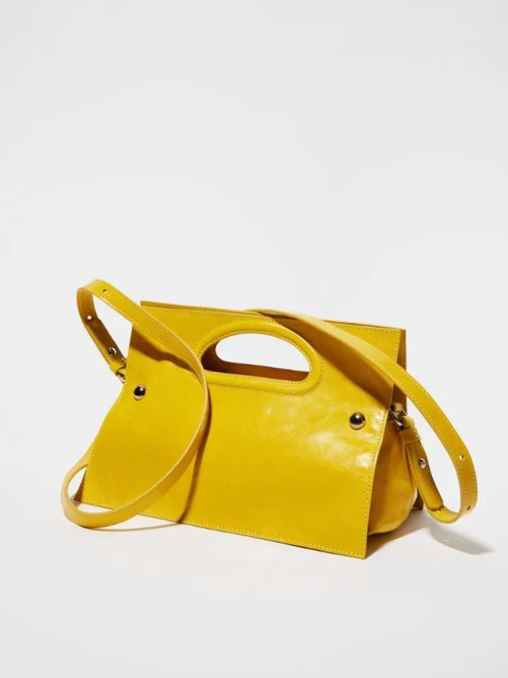 Bookbag glossy-leather bag - yellow