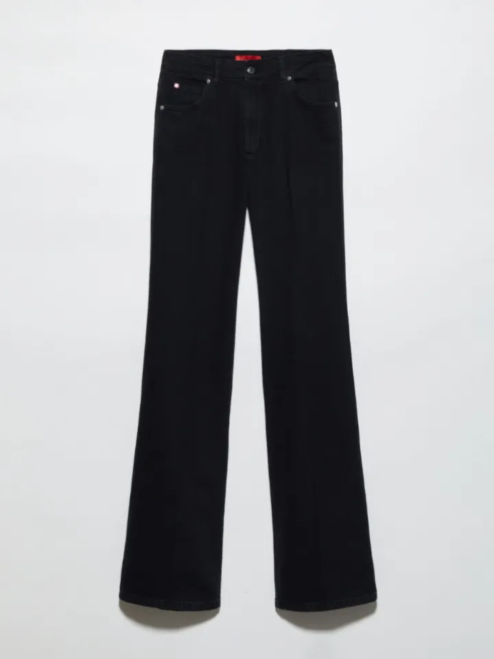 Bootcut black denim jeans - black