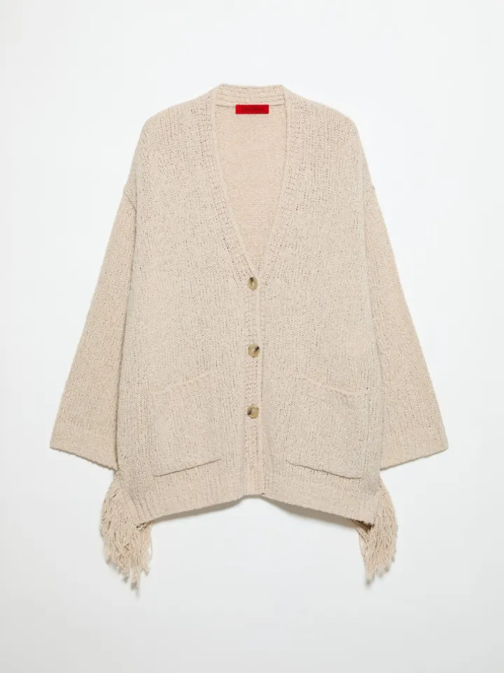 Bouclé cardigan with fringes - ice