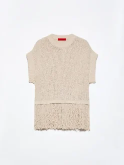Bouclé jumper with fringe - ice