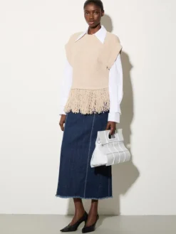 Bouclé jumper with fringe - ice