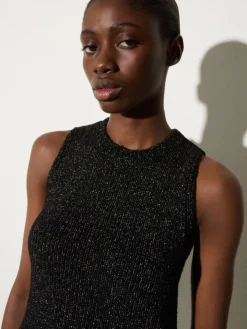 Bouclé knit top - black