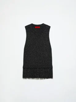 Bouclé knit top - black