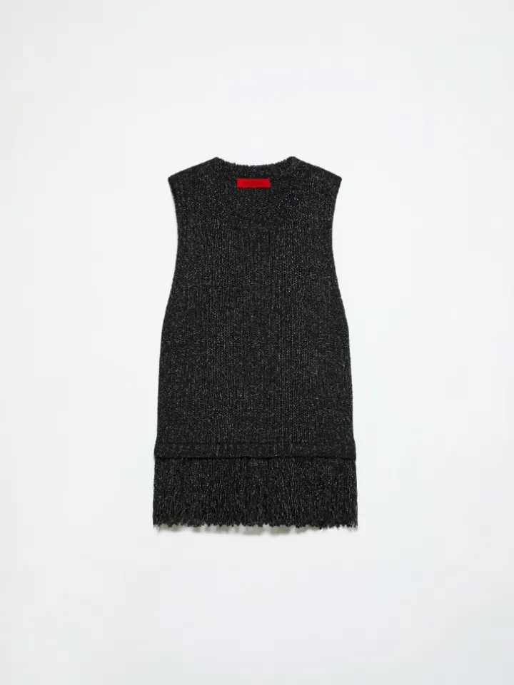 Bouclé knit top - black