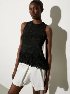 Bouclé knit top - black