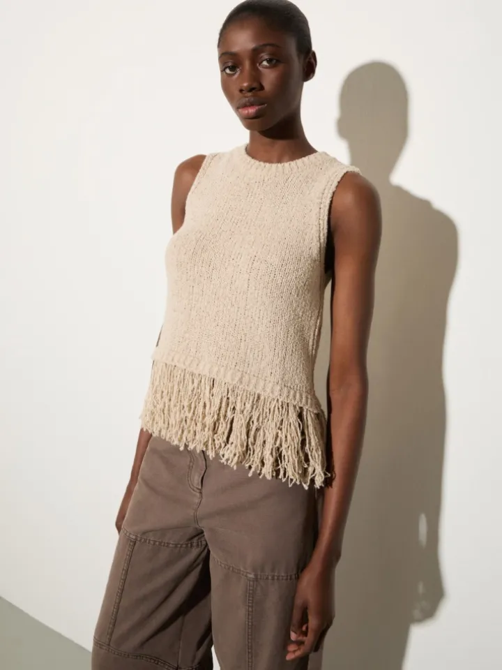 Bouclé knit top - ice