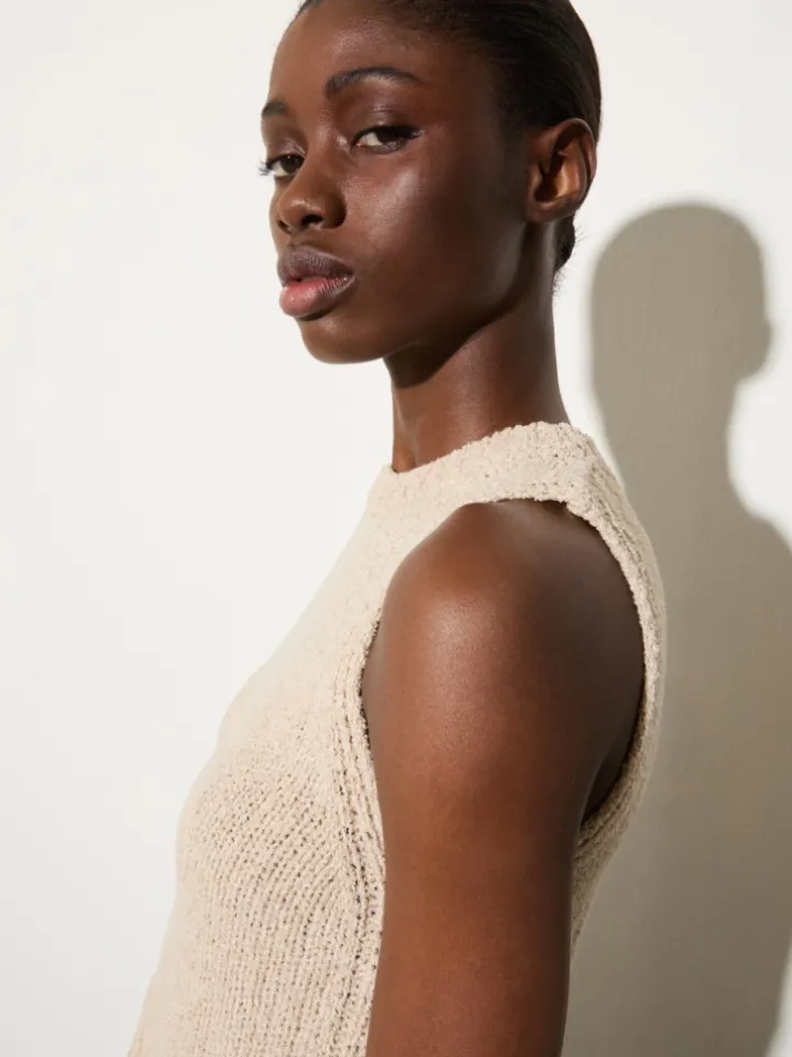 Bouclé knit top - ice