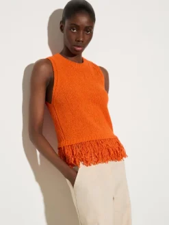 Bouclé knit top - orange