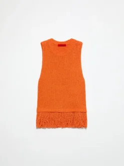 Bouclé knit top - orange