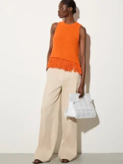 Bouclé knit top - orange