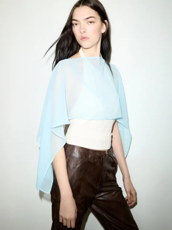 Chiffon shrug - light blue