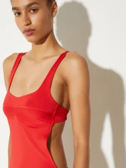 Corset-style swimsuit - red