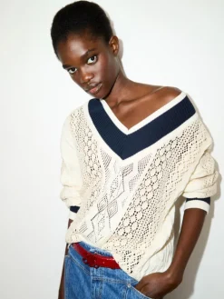 Cotton and lace jumper - milk