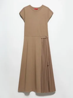 Cotton and linen jersey dress - mud