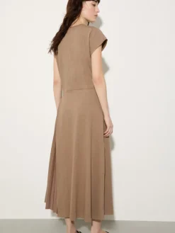 Cotton and linen jersey dress - mud
