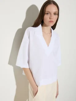 Cotton and linen layered T-shirt - optical white