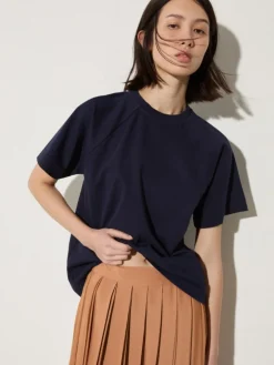 Cotton and linen T-shirt - midnightblue