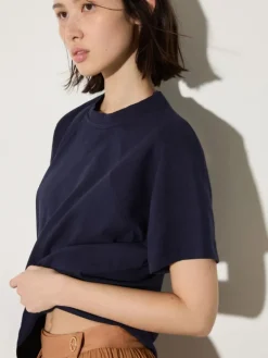 Cotton and linen T-shirt - midnightblue