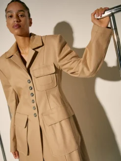 Cotton drill coat Sami Miró &Co.llaboration - olive