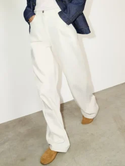 Cotton-drill trousers - milk