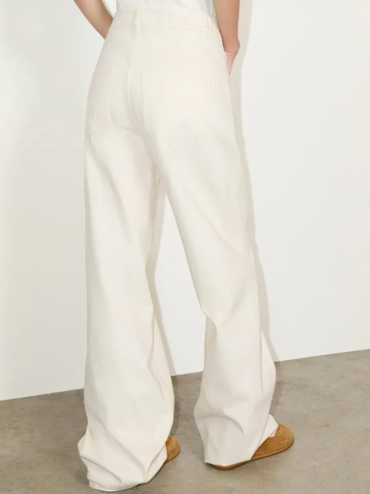 Cotton-drill trousers - milk