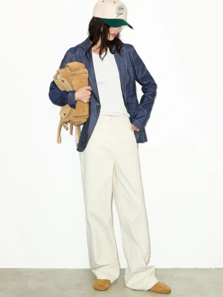 Cotton-drill trousers - milk