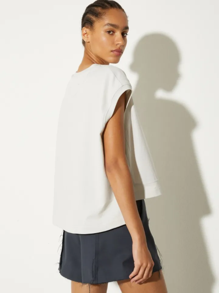 Cotton-fleece and poplin gilet - grey
