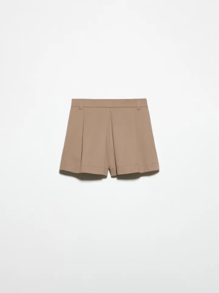Cotton gabardine shorts - cocoa