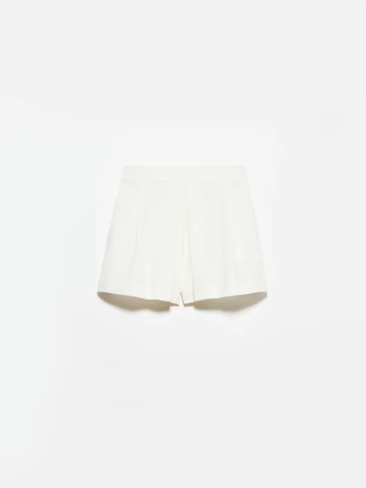Cotton gabardine shorts - white