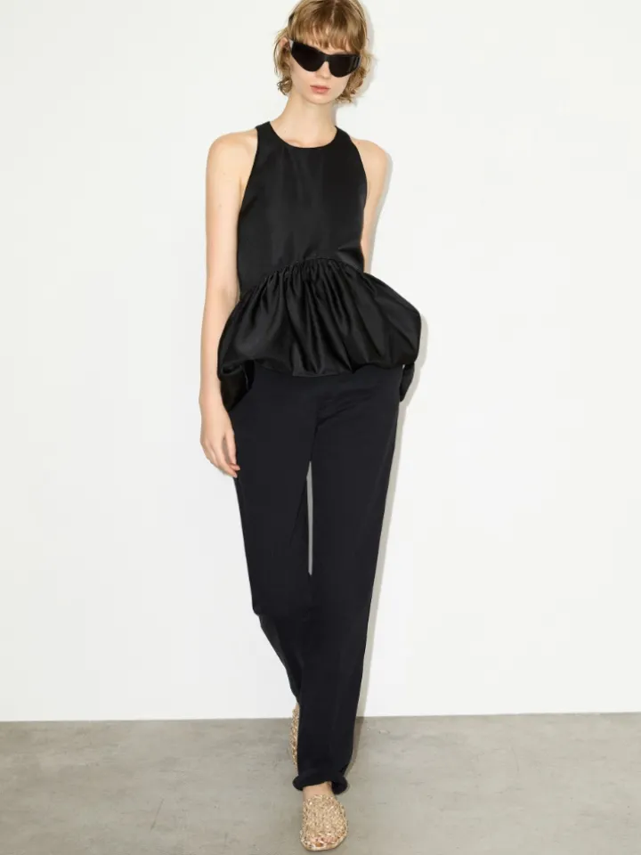 Cotton-gabardine trousers - black