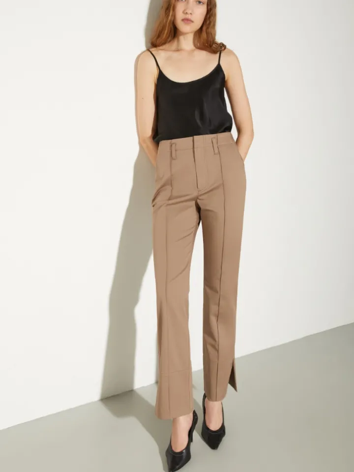 Cotton-gabardine trousers - cocoa