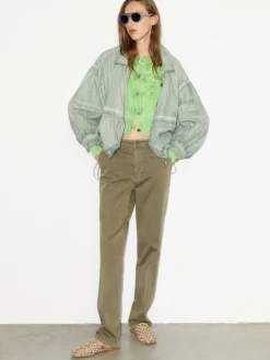 Cotton-gabardine trousers - military green