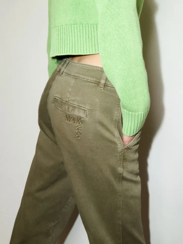 Cotton-gabardine trousers - military green