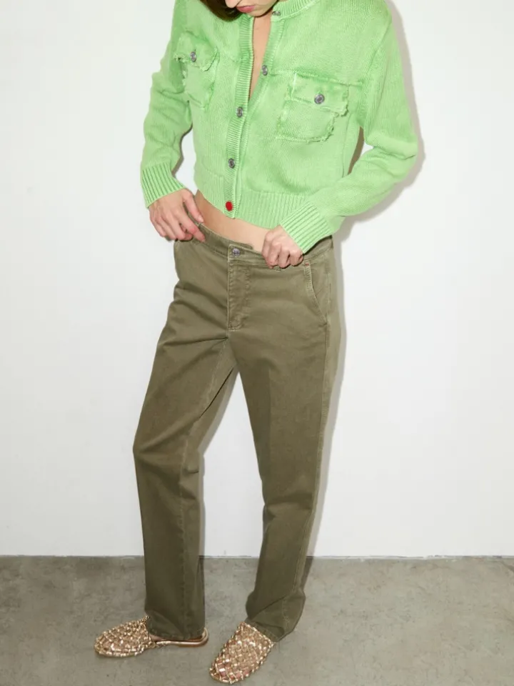 Cotton-gabardine trousers - military green