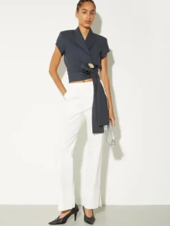 Cotton-gabardine trousers - white