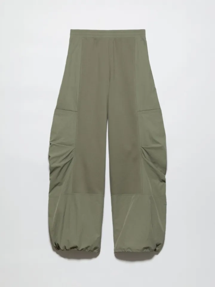 Cotton-jersey and nylon joggers - sage