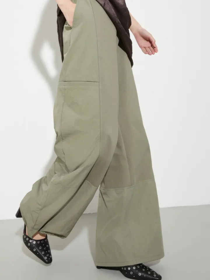 Cotton-jersey and nylon joggers - sage