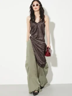 Cotton-jersey and nylon joggers - sage