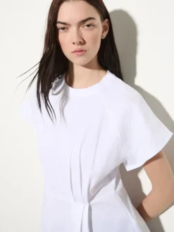 Cotton piqué and linen T-shirt - optical white