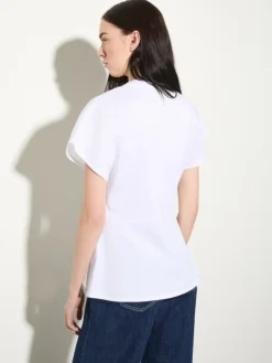 Cotton piqué and linen T-shirt - optical white