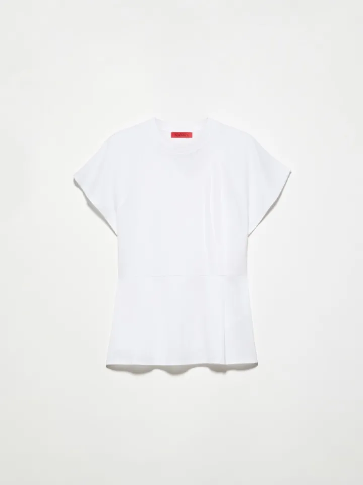 Cotton piqué and linen T-shirt - optical white