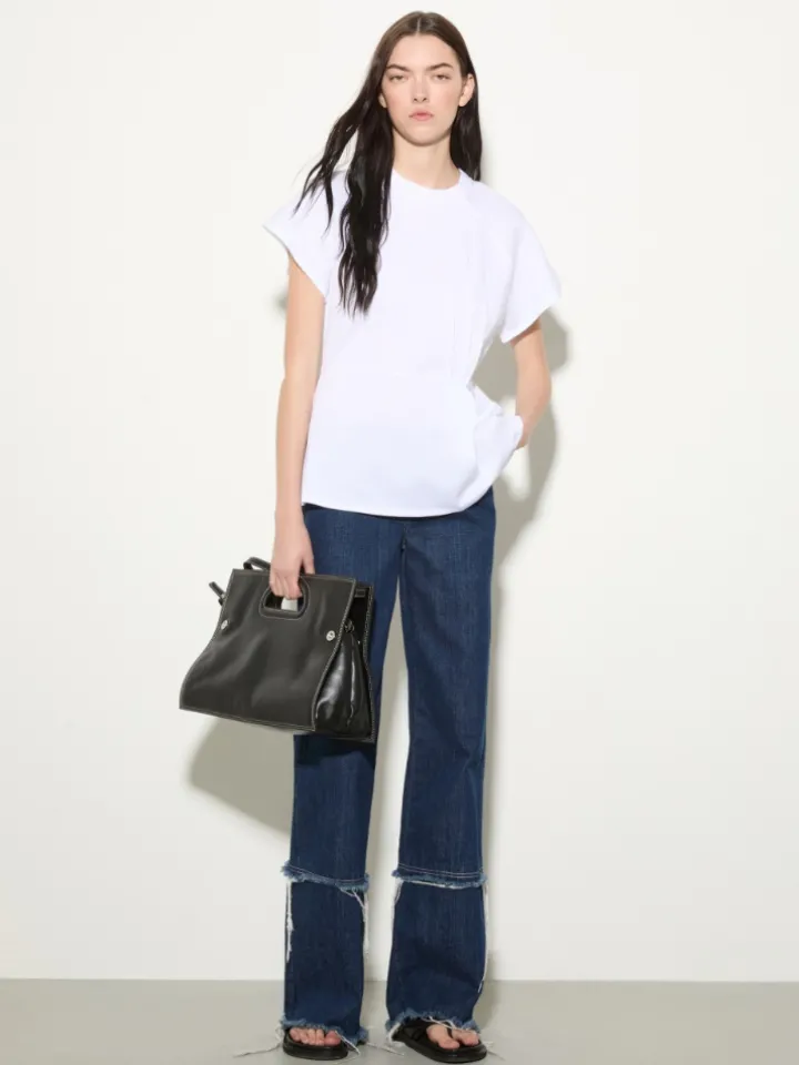 Cotton piqué and linen T-shirt - optical white
