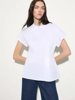 Cotton piqué and linen T-shirt - optical white