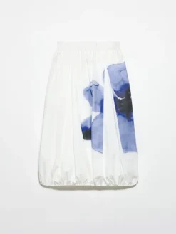 Cotton-poplin balloon midi skirt - cream