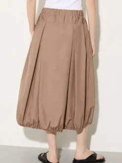 Cotton-poplin balloon midi skirt - turtledove