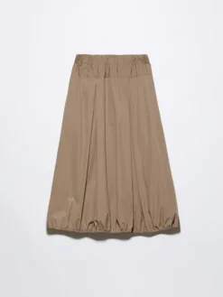 Cotton-poplin balloon midi skirt - turtledove
