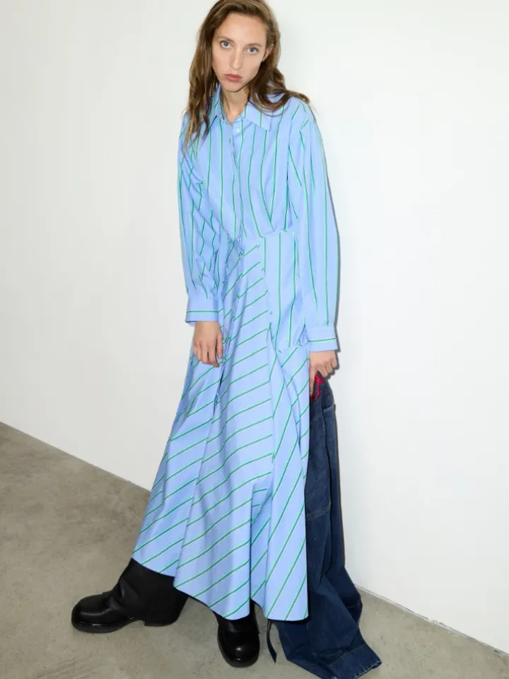 Cotton-poplin shirt dress - light blue