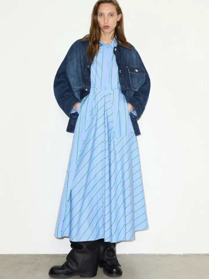 Cotton-poplin shirt dress - light blue