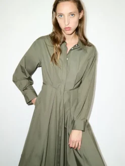 Cotton-poplin shirt dress - loden green